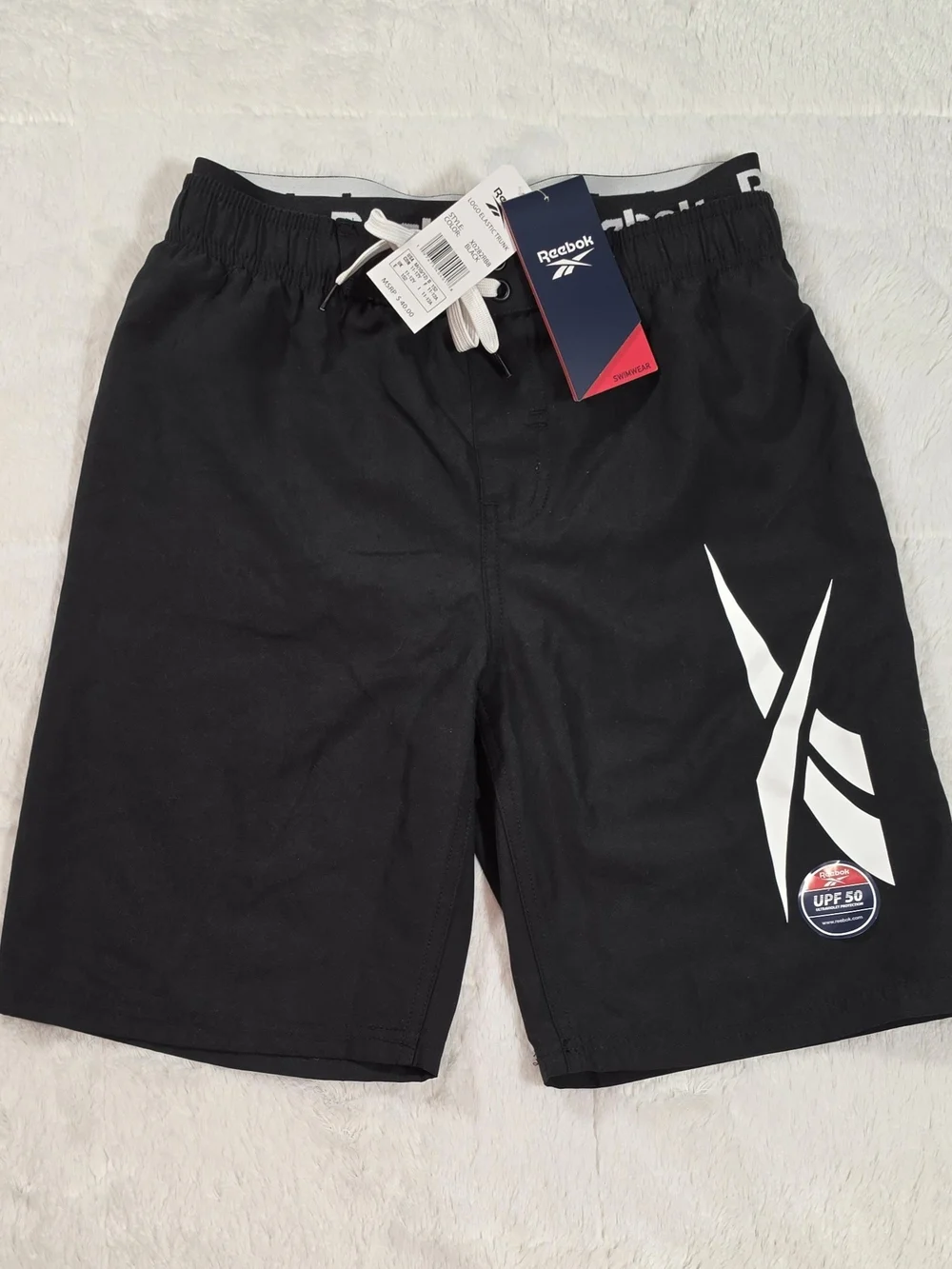 Reebok Black Kids Swim Trunks with White Graphic(SW300-21)